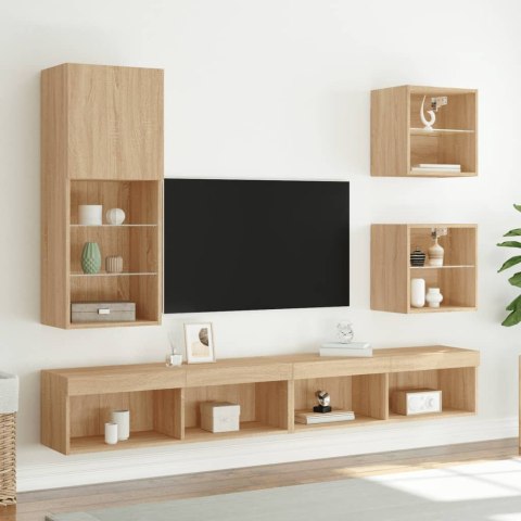 SZAFKA TV Z LED, DĄB SONOMA, 40,5X30X102 CM