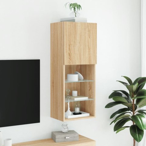 SZAFKA TV Z LED, DĄB SONOMA, 40,5X30X102 CM