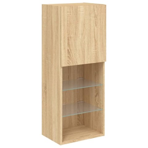 SZAFKA TV Z LED, DĄB SONOMA, 40,5X30X102 CM