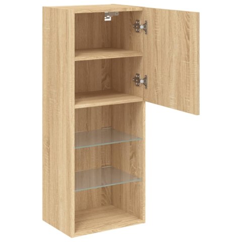 SZAFKA TV Z LED, DĄB SONOMA, 40,5X30X102 CM