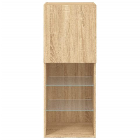SZAFKA TV Z LED, DĄB SONOMA, 40,5X30X102 CM