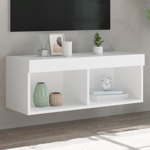 SZAFKA TV Z OŚWIETLENIEM LED BIAŁA 80X30X30CM