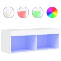 SZAFKA TV Z OŚWIETLENIEM LED BIAŁA 80X30X30CM