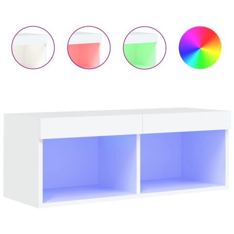 SZAFKA TV Z OŚWIETLENIEM LED BIAŁA 80X30X30CM