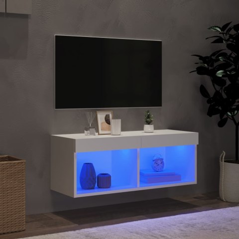 SZAFKA TV Z OŚWIETLENIEM LED BIAŁA 80X30X30CM