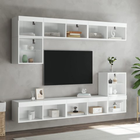 SZAFKA TV Z OŚWIETLENIEM LED BIAŁA 80X30X30CM