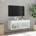 SZAFKA TV Z OŚWIETLENIEM LED BIAŁA 80X30X30CM