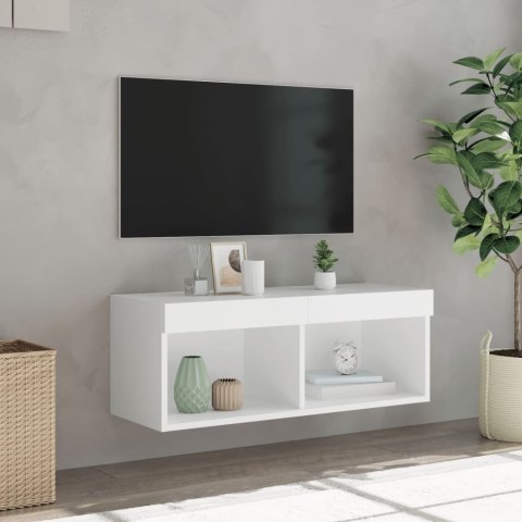 SZAFKA TV Z OŚWIETLENIEM LED BIAŁA 80X30X30CM
