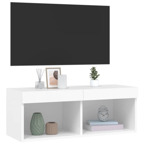 SZAFKA TV Z OŚWIETLENIEM LED BIAŁA 80X30X30CM