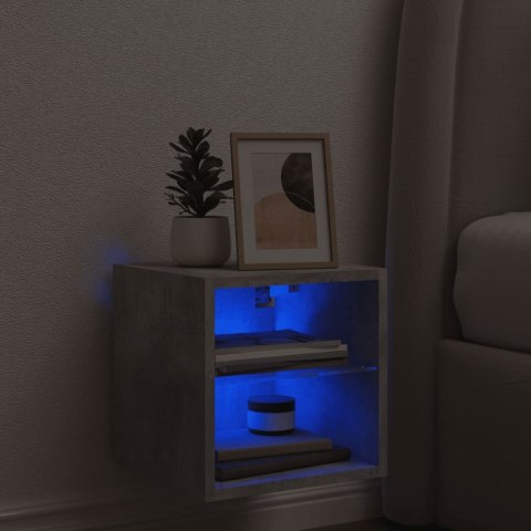 ŚCIENNA SZAFKA TV Z LED SZAROŚĆ BETONU 30X28,5X30CM