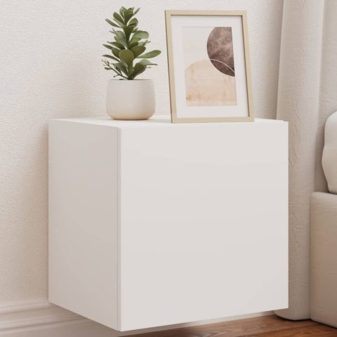 ŚCIENNE SZAFKI TV Z LED, 2 SZT., BIAŁE, 40,5X35X40 CM