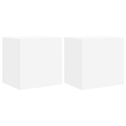 ŚCIENNE SZAFKI TV Z LED, 2 SZT., BIAŁE, 40,5X35X40 CM