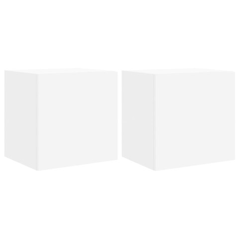 ŚCIENNE SZAFKI TV Z LED, 2 SZT., BIAŁE, 40,5X35X40 CM