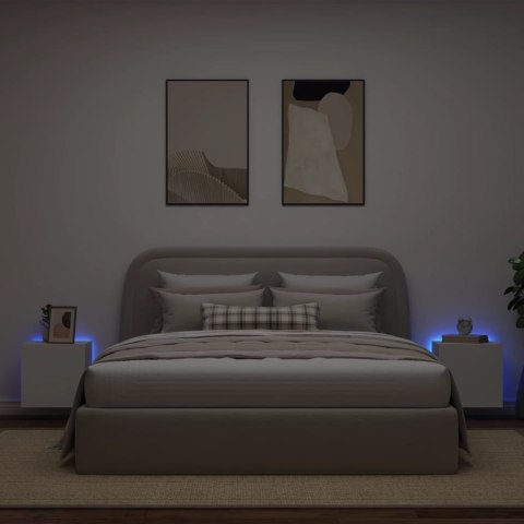 ŚCIENNE SZAFKI TV Z LED, 2 SZT., BIAŁE, 40,5X35X40 CM