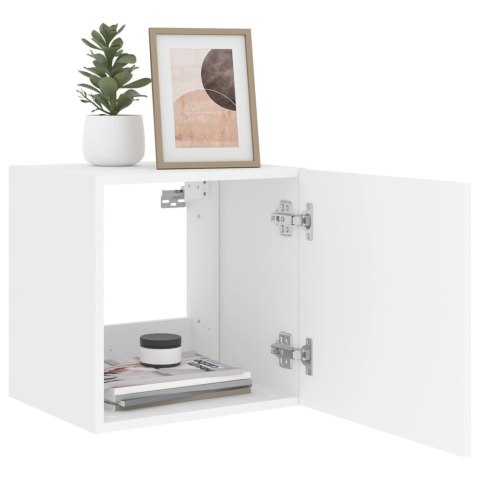 ŚCIENNE SZAFKI TV Z LED, 2 SZT., BIAŁE, 40,5X35X40 CM