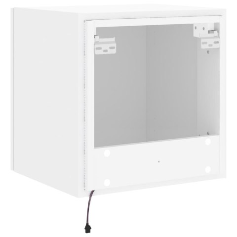 ŚCIENNE SZAFKI TV Z LED, 2 SZT., BIAŁE, 40,5X35X40 CM