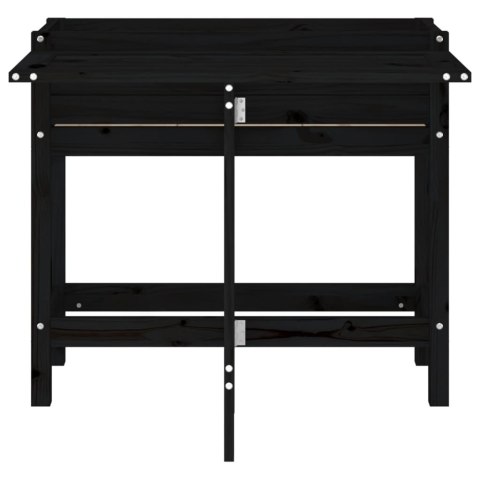 DONICA OGRODOWA ZE SKŁADANYM BLATEM CZARNA DREWNO SOSNOWE