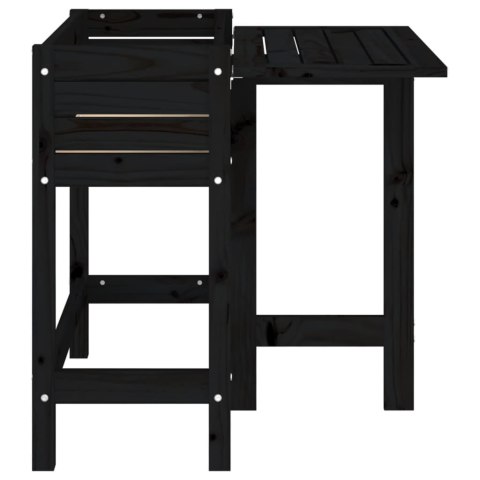 DONICA OGRODOWA ZE SKŁADANYM BLATEM CZARNA DREWNO SOSNOWE