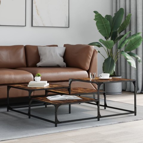 STOLIK KAWOWY PRZYDYMIONY DĄB 107X107X40CM