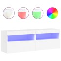 ŚCIENNE SZAFKI TV Z LED 2 SZT. BIAŁE 60X30X40CM
