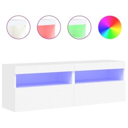 ŚCIENNE SZAFKI TV Z LED 2 SZT. BIAŁE 60X30X40CM