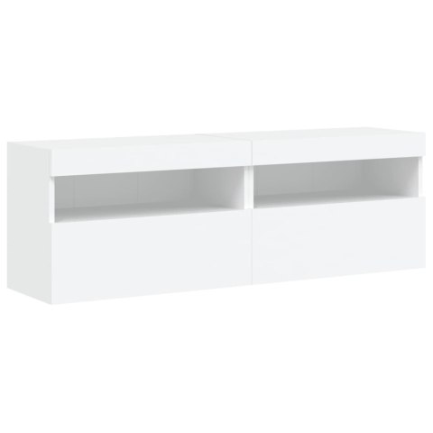 ŚCIENNE SZAFKI TV Z LED 2 SZT. BIAŁE 60X30X40CM