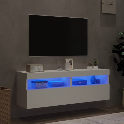ŚCIENNE SZAFKI TV Z LED 2 SZT. BIAŁE 60X30X40CM