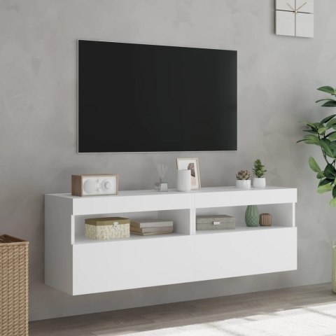 ŚCIENNE SZAFKI TV Z LED 2 SZT. BIAŁE 60X30X40CM