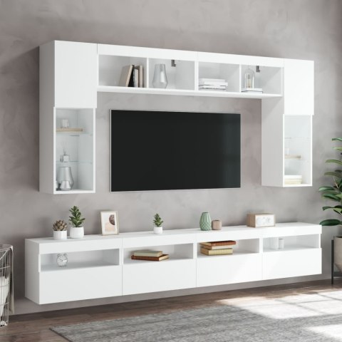 ŚCIENNE SZAFKI TV Z LED 2 SZT. BIAŁE 60X30X40CM