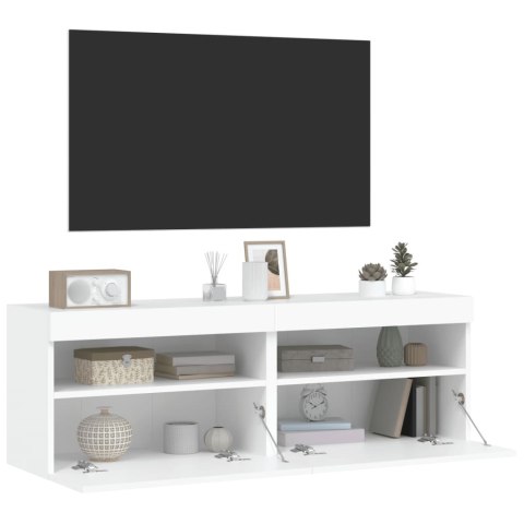 ŚCIENNE SZAFKI TV Z LED 2 SZT. BIAŁE 60X30X40CM