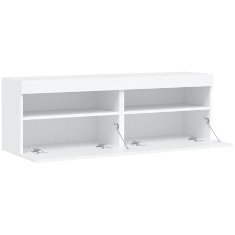ŚCIENNE SZAFKI TV Z LED 2 SZT. BIAŁE 60X30X40CM