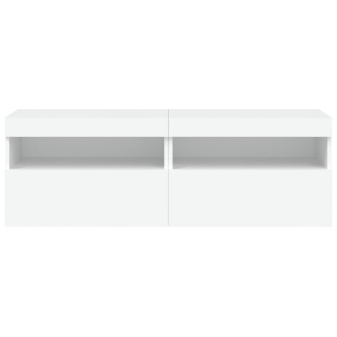 ŚCIENNE SZAFKI TV Z LED 2 SZT. BIAŁE 60X30X40CM
