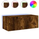 ŚCIENNA SZAFKA TV Z LED PRZYDYMIONY DĄB 80X35X31CM