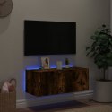 ŚCIENNA SZAFKA TV Z LED PRZYDYMIONY DĄB 80X35X31CM