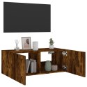 ŚCIENNA SZAFKA TV Z LED PRZYDYMIONY DĄB 80X35X31CM