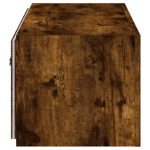 ŚCIENNA SZAFKA TV Z LED PRZYDYMIONY DĄB 80X35X31CM