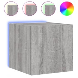 ŚCIENNA SZAFKA TV Z LED SZARY DĄB SONOMA 30,5X35X30CM