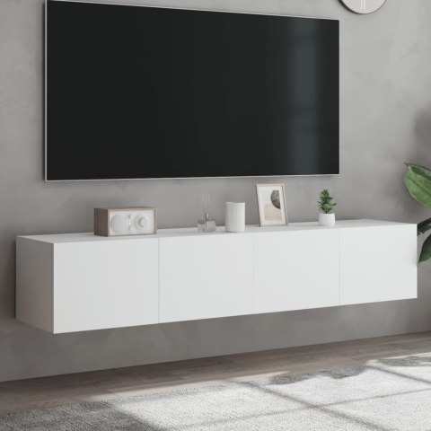 ŚCIENNE SZAFKI TV Z LED 2 SZT. BIAŁE 80X35X31CM
