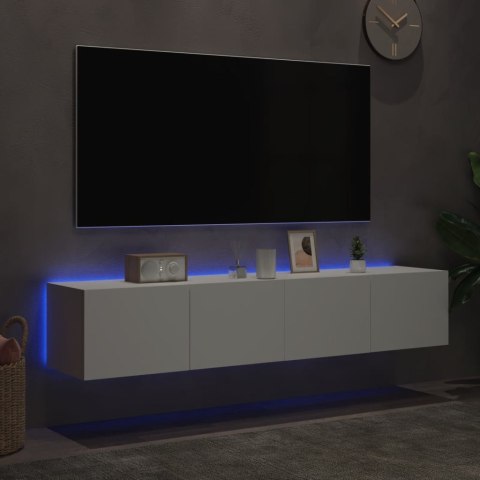 ŚCIENNE SZAFKI TV Z LED 2 SZT. BIAŁE 80X35X31CM