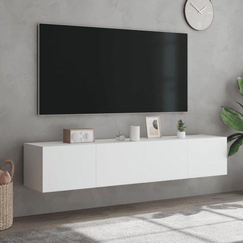 ŚCIENNE SZAFKI TV Z LED 2 SZT. BIAŁE 80X35X31CM