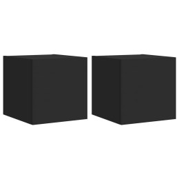 ŚCIENNE SZAFKI TV Z LED, 2 SZT., CZARNE, 30,5X35X30 CM