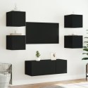 ŚCIENNE SZAFKI TV Z LED, 2 SZT., CZARNE, 30,5X35X30 CM