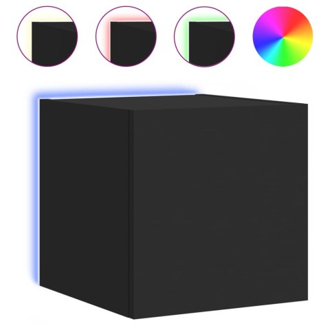 ŚCIENNE SZAFKI TV Z LED, 2 SZT., CZARNE, 30,5X35X30 CM