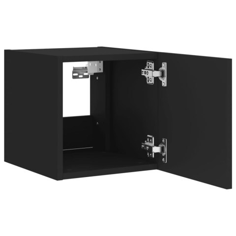 ŚCIENNE SZAFKI TV Z LED, 2 SZT., CZARNE, 30,5X35X30 CM
