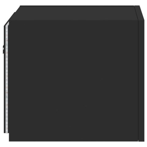 ŚCIENNE SZAFKI TV Z LED, 2 SZT., CZARNE, 30,5X35X30 CM