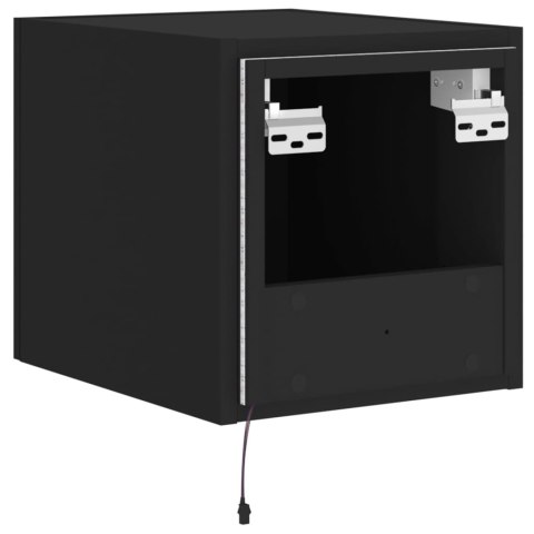 ŚCIENNE SZAFKI TV Z LED, 2 SZT., CZARNE, 30,5X35X30 CM