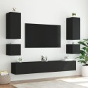 ŚCIENNE SZAFKI TV Z LED, 2 SZT., CZARNE, 40,5X35X40 CM