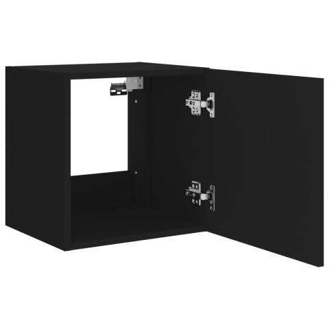 ŚCIENNE SZAFKI TV Z LED, 2 SZT., CZARNE, 40,5X35X40 CM