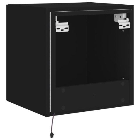 ŚCIENNE SZAFKI TV Z LED, 2 SZT., CZARNE, 40,5X35X40 CM