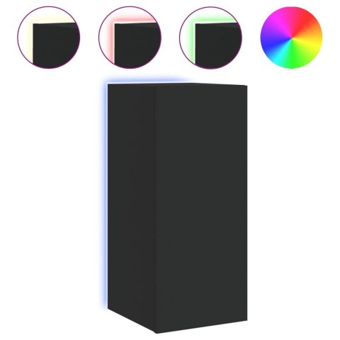 ŚCIENNA SZAFKA TV Z LED CZARNA 30,5X35X70CM
